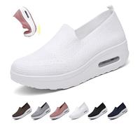 JXOPY Vogany Women's Orthopedic Sneakers, Vogany Shoes Orthopedic Sneakers Women, Comfortable Non-Slip Breathable Arch Support Slip-On Mesh Walking Shoes(White,35 EU)