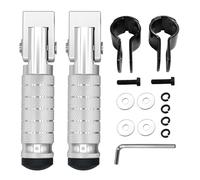 JXPANG M8 Motorcycle Folding Rearsets Foldable Motorbike Footrest Bicycle Footpegs Foot Pegs Pedal, Passenger Pedal Universal For Electric Car Motorbike Mini Bike Dirt Pit (Silver, Type B)