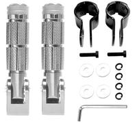 JXPANG M8 Motorcycle Folding Rearsets Foldable Motorbike Footrest Bicycle Footpegs Foot Pegs Pedal, Passenger Pedal Universal For Electric Car Motorbike Mini Bike Dirt Pit (Silver, Type A)