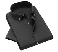 JXQXHCFS Spring and Autumn Men's Long Sleeved Shirt Casual Cotton Anti Wrinkle Professional Dress Shirt Men's Diamond Button Black Short Sleeved XS