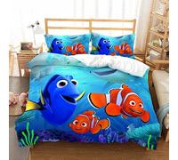 JXSMYT Bedding sets for children, sea creatures, fish, coral duvet cover 135 x 200 cm + pillowcase 50 x 75 cm Finding Ne-mo children's microfibre bed linen (height 10.135 x 200 cm + 1 x 50 x 75 cm)