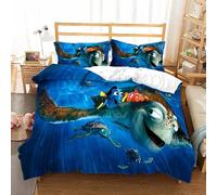 JXSMYT Bedding sets for children, sea creatures, fish, coral duvet cover 135 x 200 cm + pillowcase 50 x 75 cm Finding Ne-mo children's microfibre bed linen (H1.155 x 220 cm + 2 x 50 x 75 cm)