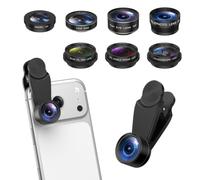 JXTZ 7-in-1 Cell Phone Camera Lens Kit, 15X Macro, 0.63X Wide Angle, 2X Telephoto, 198° Fisheye, CPL, Star & Kaleidoscope Filters, Compatible with iPhone, Samsung & Most Major Smartphone