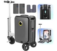 JXUANMM 20L Electric Suitcase You Can Ride, Smart Rideable Suitcase with 92.5Wh Removable Battery, External Charging Port, Carry on Luggage Airline Approved, for Travel Load 110kg Black-with2battery