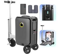 JXUANMM 20L Electric Suitcase You Can Ride, Smart Rideable Suitcase with 92.5Wh Removable Battery, External Charging Port, Carry on Luggage Airline Approved, for Travel Load 110kg Black-with1battery