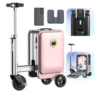 JXUANMM 20L Electric Suitcase You Can Ride, Smart Rideable Suitcase with 92.5Wh Removable Battery, External Charging Port, Carry on Luggage Airline Approved, for Travel Load 110kg Pink-with1battery