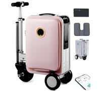 JXUANMM Electric Scooter Suitcase, Lightweight Luggage Scooter for Travel, Expandable Hardside Luggage, Smart Rideable Suitcase with USB Charging and Spinner Wheels, Carry-on Pink-20L-SE3S