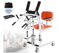 JXUANMM Hydraulic Patient Lift Transfer Chair with Assisted Standing,Height Adjustable Sit to Stand Lift with Soft High Back and Soft Seat Board Patient Lift Wheelchair for Elderly and Home Orange