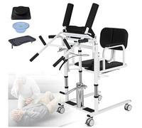 JXUANMM Hydraulic Patient Lift Transfer Chair with Assisted Standing,Height Adjustable Sit to Stand Lift with Soft High Back and Soft Seat Board Patient Lift Wheelchair for Elderly and Home Black