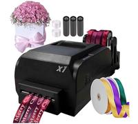 JXUANMM Satin Ribbon Printer Machine, Multiple Row Digital Ribbon Printer, Stamping Printing Machine for Packaging, Width 25-108mm/20-50mm/12-20mm, 200DPI, 150mm/s, Supports 50+ Languages,FourRow