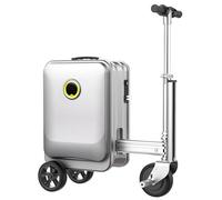 JXUANMM Smart Electric Suitcase Portable Rideable Travel Riding Suitcase, USB Charging Expandable Carry on Luggage with Wheels, Speed 13km/h, Luggage for Adults Travel Silver-20L-SE3S