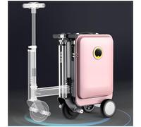 JXUANMM Smart Rideable Suitcase Electric Luggage Scooter for Travel, Indestructible Hardshell Expandable Spinner Luggage, with USB Charging, Speed 13km/h Pink-20L-SE3S