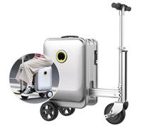 JXUANMM Smart Rideable Suitcase, Lightweight Electric Luggage Scooter For Travel With Digital Lock, hardside suitcases with wheels, Waterproof And Lightweight Silver-20L-SE3S