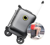 JXUANMM Smart Rideable Suitcase, Lightweight Electric Luggage Scooter For Travel With Digital Lock, hardside suitcases with wheels, Waterproof And Lightweight Black-20L-SE3S