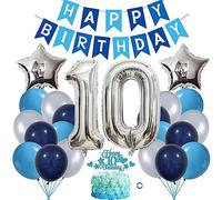 Jxuzh 10th Birthday Decoration Boy Girl Balloon Decoration 10th Birthday Boy Marinebla Silver Birthday Decoration 10th Birthday Decoration Balloons 10th Birthday Happy Birthday Banner for Birthday