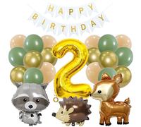 Jxuzh 24pc Jungle Animal Balloons & Decorations - Green, Number, Letter, Reusable - 2nd Birthday, Anniversary - Boys, Girls, Unisex - Children's Department