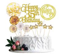 Jxuzh Cake Decoration 35th Birthday Gold Woman Men Happy Birthday 35th Glitter Cake Topper 35th Cake Decoration Birthday Happy 35th Birthday Cake Decoration 35th Birthday Woman