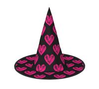 JxWCher 1 Halloween Witch Hat for Adults, Cute love heart Print Classic Pointed Wizard Costume Cap Party Accessory