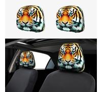 JxWCher 2 Pack Car Headrest Covers, Little Fat Tiger Head Print Universal Fit Seat Headrest Protector Stylish Seat Accessories, for Most Cars