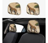 JxWCher 2 Pack Car Headrest Covers, Mother and Child Giraffe Print Universal Fit Seat Headrest Protector Stylish Seat Accessories, for Most Cars