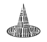JxWCher 2 PCS Halloween Witch Hat for Adults, Black and White Striped Print Classic Pointed Wizard Costume Cap Party Accessory