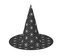 JxWCher 3 PCS Halloween Witch Hat for Adults, Black Diamond Print Classic Pointed Wizard Costume Cap Party Accessory