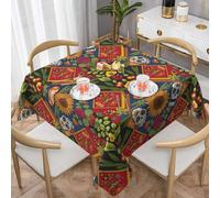 JxWCher 60"x60" Tablecloths for Rectangle Tables, Mexican Style Pattern Print Table Cloth, Outdoor Picnic Table Cover