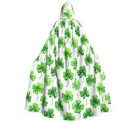 JxWCher Adult Halloween Hooded Cape,Black White Checkerboard Print Witch Hooded Robe, Long Cloak for Costume Party Cosplay, Luck Four-leaf Clover, One Size