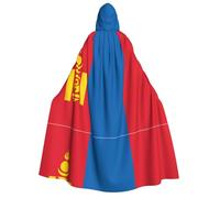 JxWCher Adult Halloween Hooded Cape,Portuguese flag Print Witch Hooded Robe, Long Cloak for Costume Party Cosplay, Mongolian Flag, One Size