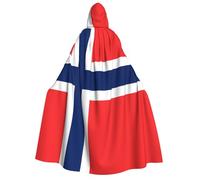JxWCher Adult Halloween Hooded Cape,Portuguese flag Print Witch Hooded Robe, Long Cloak for Costume Party Cosplay, Norwegian Flag, One Size
