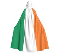 JxWCher Adult Halloween Hooded Cape,Portuguese flag Print Witch Hooded Robe, Long Cloak for Costume Party Cosplay, Irish Flag, One Size