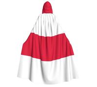 JxWCher Adult Halloween Hooded Cape,Portuguese flag Print Witch Hooded Robe, Long Cloak for Costume Party Cosplay, Polish Flag, One Size