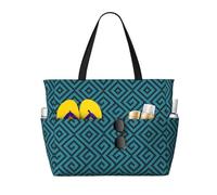 JxWCher African Blue Stripes Print 28L Beach Tote Bag, Water-resistant Travel Tote, Lightweight Gym & Camping Carryall