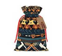 JxWCher African tribal texture Print Burlap Drawstring Gift Bags for Christmas, Rustic Holiday Treat Pouches Gift Wrapping
