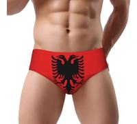 JxWCher Albanian flag Print Men's Underwear - Stretch Breathable Briefs - Supportive Mens Trunks for Daily Wear & Workout, Black, M