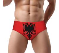 JxWCher Albanian flag Print Men's Underwear - Stretch Breathable Briefs - Supportive Mens Trunks for Daily Wear & Workout, Black, S