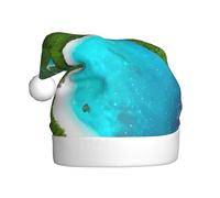 JxWCher An island in the ocean Print Christmas Hat Santa Hat, Fun Festive for Xmas Tree Decor, Party & Costume Accessory