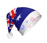 JxWCher Australian flag Print Christmas Hat, Large Soft LED Santa Beanie Hat, for Holiday Parties and Seasonal Events, Xmas tree Decor