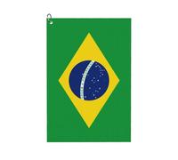 JxWCher Brazilian Flag Fiber Waffle Pattern Golf Towel with Carabiner Buckle Water Absorbent Quick Dry for Golf Bag Accessories