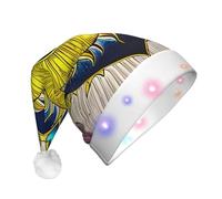 JxWCher Cartoon heart sun Print Christmas Hat, Large Soft LED Santa Beanie Hat, for Holiday Parties and Seasonal Events, Xmas tree Decor