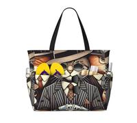 JxWCher Cat Playing Poker Print 28L Beach Tote Bag, Water-resistant Travel Tote, Lightweight Gym & Camping Carryall