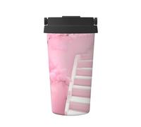 JxWCher Cherry blossom white staircase Print Travel Coffee Mug 16Oz, Hot/Ice Drinking Thermal Cup, Leakproof, for Office, Car