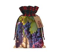 Jxwcher Christmas Gift Bags Desert Grapes Print Santa Wrapping With Tags, Candy Drawstring Fabric Sacks, Festive Xmas Party Holiday