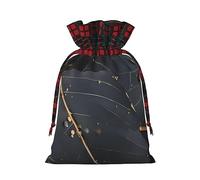 Jxwcher Christmas Gift Bags Enchanted Plant Leaves Print Santa Wrapping With Tags, Candy Drawstring Fabric Sacks, Festive Xmas Party Holiday