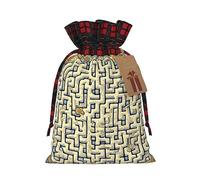 Jxwcher Christmas Gift Bags Labyrinth Treasure Map Print Santa Wrapping With Tags, Candy Drawstring Fabric Sacks, Festive Xmas Party Holiday