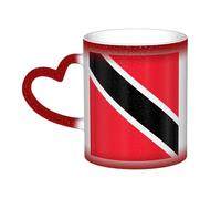 JxWCher Color Changing Mugs, Flag of Trinidad and Tobago Print Heat Change Magic Mugs, Novelty Heat Sensitive Mugs Cup Heat Reveal Milk Cup-Red