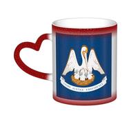 JxWCher Color Changing Mugs, Louisiana State Flag Print Heat Change Magic Mugs, Novelty Heat Sensitive Mugs Cup Heat Reveal Milk Cup-Red
