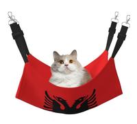 JxWCher Cozy Reversible Cat Hammock Bed for Crates & Cages,Soft Pet Resting,Albanian Flag Print Playing Perch Mat