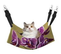JxWCher Cozy Reversible Cat Hammock Bed for Crates & Cages,Soft Pet Resting,Beautiful Orchids Print Playing Perch Mat