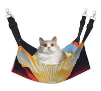 JxWCher Cozy Reversible Cat Hammock Bed for Crates & Cages,Soft Pet Resting,Bright Sunrise Print Playing Perch Mat